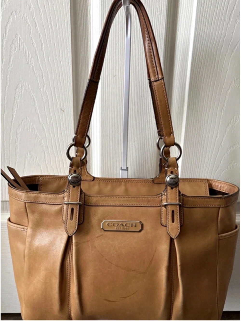 Coach F19447 Tan Brown Leather Legacy Large Tote Shoulder Bag